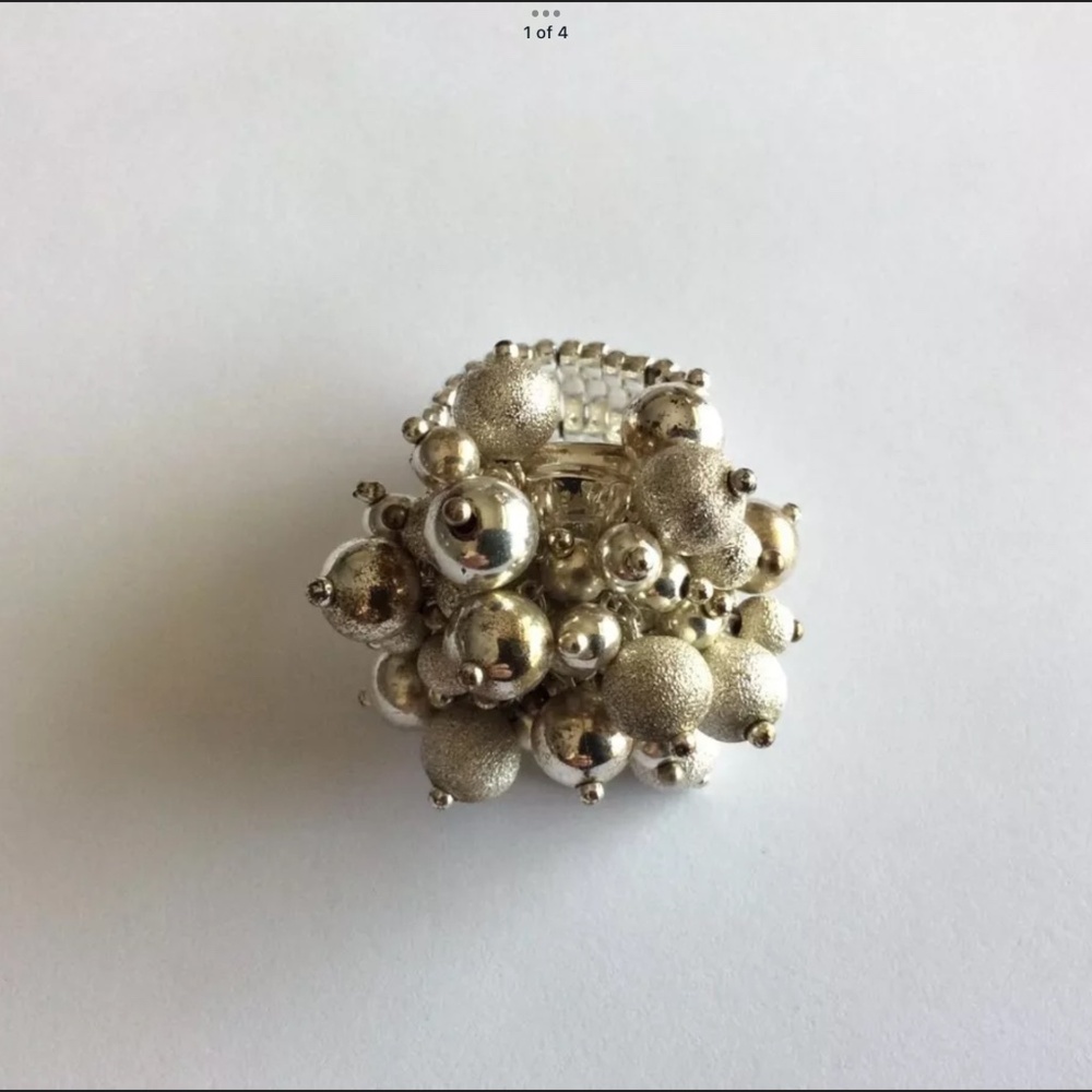 Large Silver Cluster Ring Statement Making Stretc… - image 2